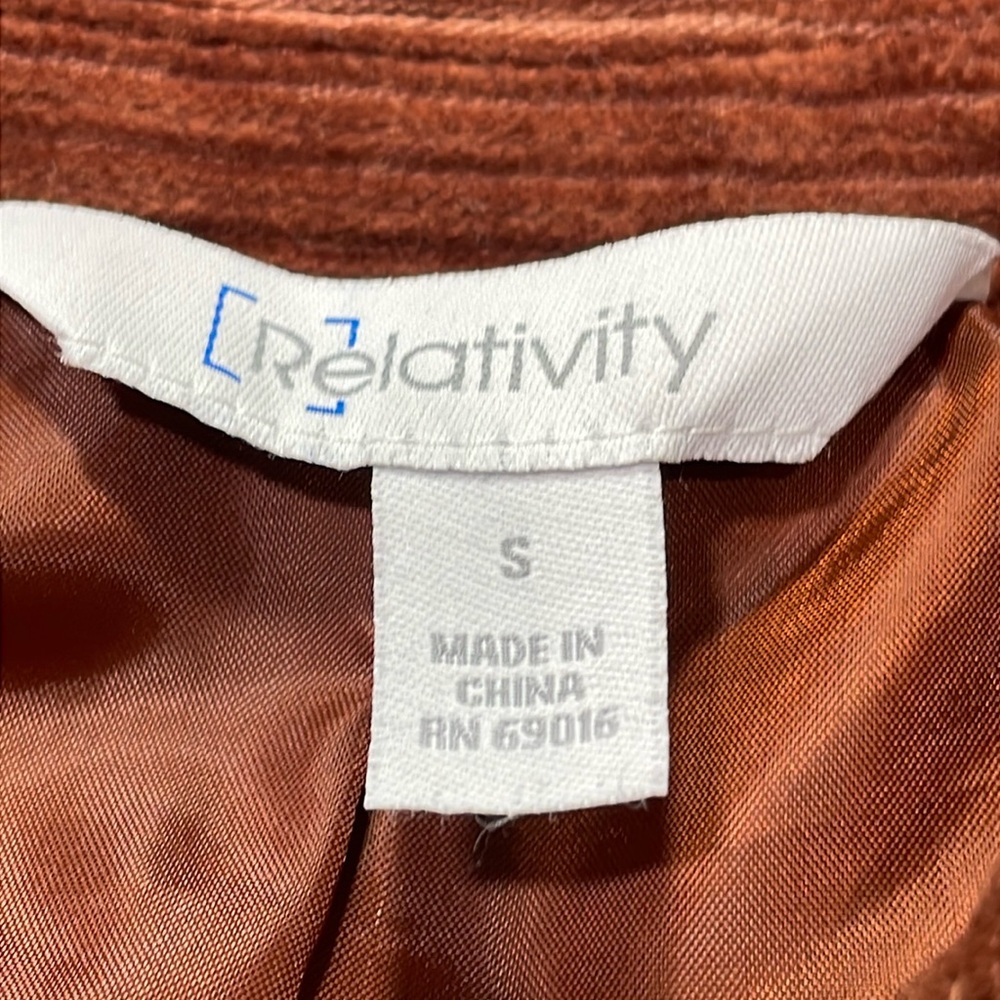 Rust/Brown Corduroy Large Button Swing Jacket Size Small - Picture 10 of 16